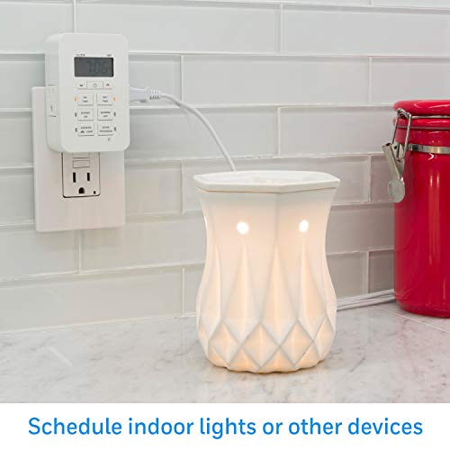 UltraPro Daysmart 7-Day Digital Outlet Timer, 2 Grounded Timer Outlet, Programmable ON/OFF Light, Countdown Plug, 125VAC Light Indoor, Lamp Plug, White, 2 Pack, 46213 - size: 2 Pack