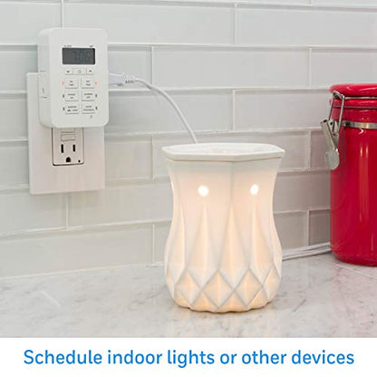 UltraPro Daysmart 7-Day Digital Outlet Timer, 2 Grounded Timer Outlet, Programmable ON/OFF Light, Countdown Plug, 125VAC Light Indoor, Lamp Plug, White, 2 Pack, 46213 - size: 2 Pack