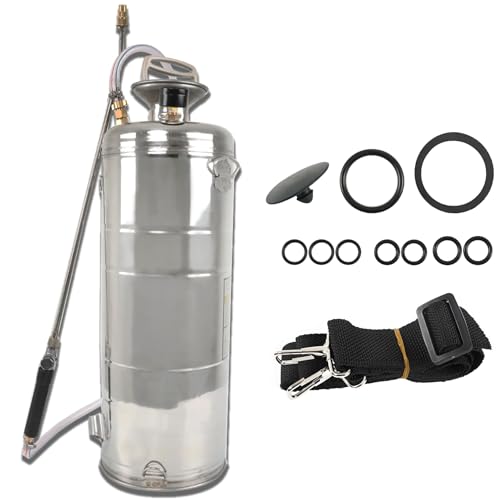 HOSTIC 3.5 Gallon Stainless Steel Sprayer Hand Pump Sprayer with Pressure Gauge Valve Adjustable Nozzle for Gardening Lawn and Cleaning - size: 3.5 Gallon