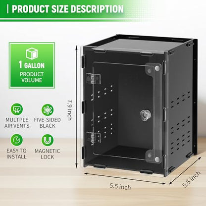 REPTVIVA5.5"x5.5"x7.9" Reptile Tank/Insect Habitat - 5-Sided Blackout Terrarium for Stress Reduction, Ideal for Jumping Spiders, Tarantulas, Snails, Geckos, Mantis, Small Reptiles & Nocturnal Pets - size: 5.5"x5.5"x7.9"
