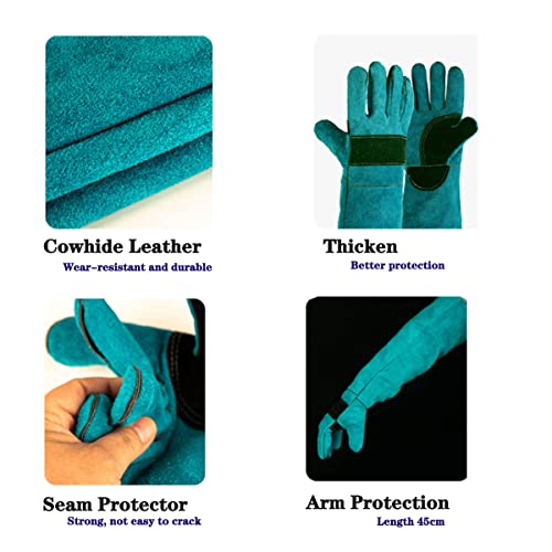 Animal Handling Glove Anti Scratch Protective Gloves for Training Dogs Cat Bird Snake Parrot Lizard Wild Animals Reptiles - Bite Resistant Gloves (Blue)