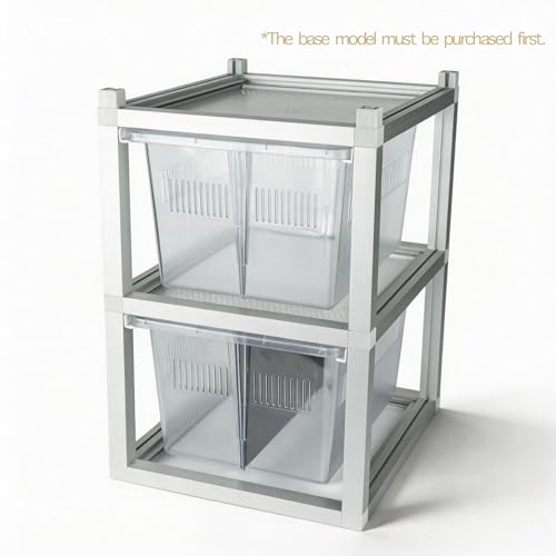 Stackable Reptile Rack Expansion Unit, 13x10x8 Inch Reptile Rack Drawer Habitat with Bins, Modular Gecko Breeding Box with Removable Divider & Ventilated Plastic Lid – Compatible Stackable Rack System - size: 13x10x8-add