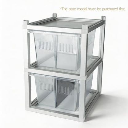 Stackable Reptile Rack Expansion Unit, 13x10x8 Inch Reptile Rack Drawer Habitat with Bins, Modular Gecko Breeding Box with Removable Divider & Ventilated Plastic Lid – Compatible Stackable Rack System - size: 13x10x8-add