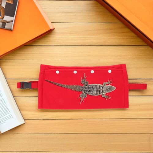 Amosfun Bearded Dragon Travel Sling Carrier Adjustable Portable Lizard Sling Bag for Small Reptiles and Pets Outdoor Travel Red