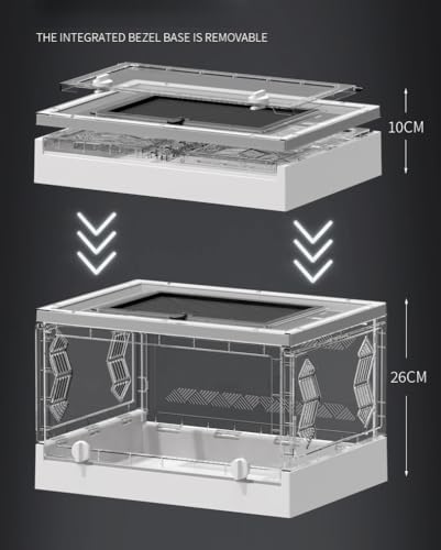 Large Portable Reptile Tank with Multi-Observation Perspective Foldable and Bottom Pulley, Ideal Habitat for Gecko, Frog, Spider and so on (White Extra Large) - color: White Extra Large