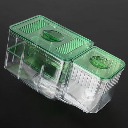 Fish Breeder Box for Aquarium — Double Chamber Hang-On Fry Isolation Box for Betta, Guppy & Livebearers | Feeding Hole | Clear View | Fits Most Fish Tanks