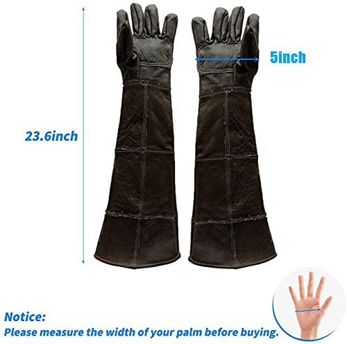 YBB Waterproof Animal Handling Gloves, Anti-Scratch/Bite Protective Long Gloves for Pet Cat Bathing Dog Bird(M) - color: Palm Width 5" for Men