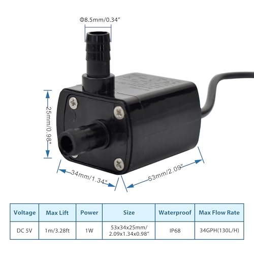 CONQUERALL 5V USB Solar Fountain Pump 1W 34GPH 3.2ft with 3.3ft Tube for Outdoor Camping Water Supply - color: Usb 5v 1w 130l/H 1m Head