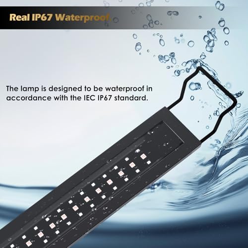 GLOWRIUM LED Aquarium Light with Remote, Full Spectrum Fish Tank Light with Auto Timer, IP67 Waterproof Freshwater Planted Tank Light, Dimmable RGB+W+Moon LEDs with High Performance (36-47inch) - size: 36-47inch