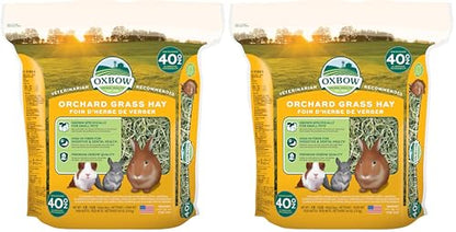 Oxbow Orchard Grass Hay for Small Pets – All-Natural Long Strand Fiber Hay for Rabbits,Guinea Pigs,Chinchillas,and Hamsters – Supports Digestive Health and Enrichment-– 40 oz Bag,(Pack of 2) - size: 40 Ounce (Pack of 2)