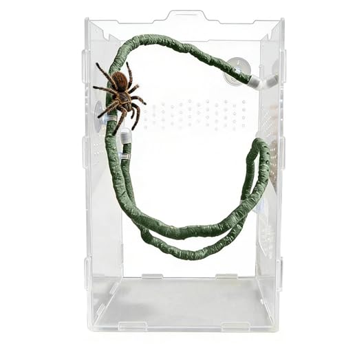 Artificial Reptile Climbing Vine, Bendable Jungle Branch Decor, Terrarium Habitat Accessories, Secure Suction Cup Vines, Tank Greenery for Reptiles - size: Green