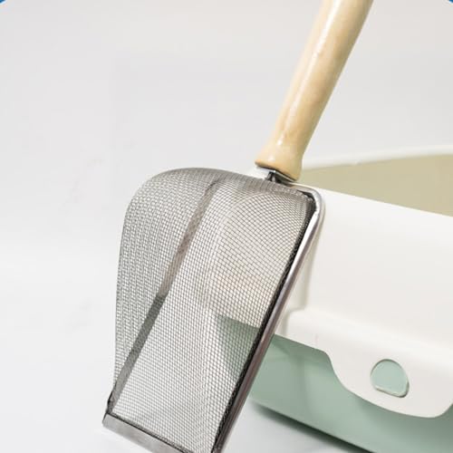 Cat Litter Scoop Stainless Steel Fine Mesh Cat Litter Shovel Litter Cleaner Corner Shovel Metal Litter Scoop for Reptile Terrarium Sand Waste, Beach Shovel(2.0 Mesh)