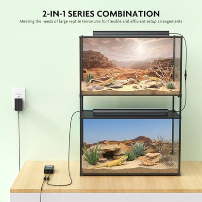 PAIZOO Reptile UVB Light for Reptiles, 2-in-1 LED Reptile Light Kit with LCD Controller, 4 Preset Modes Cover Ferguson Zone Great for Most Reptiles, Timer Reptile Lamp for Terrarium Accessories, 14W - size: PZUV-80B (2-Pack)