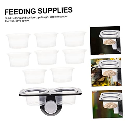 BESPORTBLE Reptile Feeder with Feeding Bowls and Suction Cup Practical Worm Container for Gecko Food and Water Easy to Clean and Durable Feeding for Lizards - size: 11.7X6.3X5.7CM