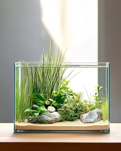 Glass Fish Tank, 3.5 Gallon Easy to Maintain Small Aquarium for Betta,Snails, Shrimp and Aquatic Planting. - color: Transparent