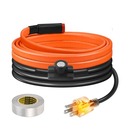 3FT Heat Tape for Water Pipes Freeze Protection IP65 Waterproof 8W/FT 110V,BDDFOTO Water Pipe Heat Cable With Thermostat Self-Regulating Pipe Heater for House Garden/RV Camper - style: 03FT