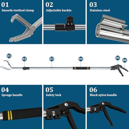 Snake Grabber Tool,Wide Jaw with Locking Function Reptile Tongs for Rattlesnakes Long Reach Folding Snake Catcher for Outdoor