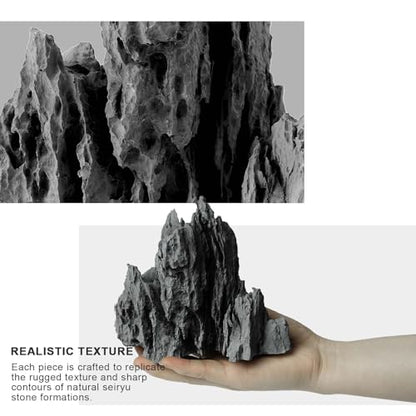 FZONE Aquarium Rocks Aquascaping, Micro Resin Seiryu Rock for Aquascaping - size: 04 Seiryu Stone: 5.11" × 3.54" × 4.92"