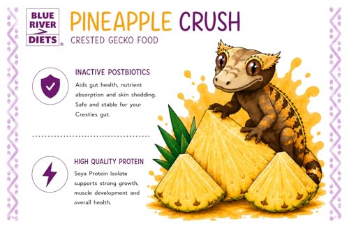 Blue River Diets Crested Gecko Diet | Pineapple Crush | All Natural Low Fat Complete Gecko Food | 2.1oz