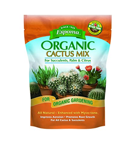Espoma Organic Cactus Potting Soil Mix, Natural & Organic Soil for Cactus, Succulent, Palm, and Citrus Grown in containers Both Indoors and Outdoors, 4 qt, Pack of 1 - size: Pack of 1