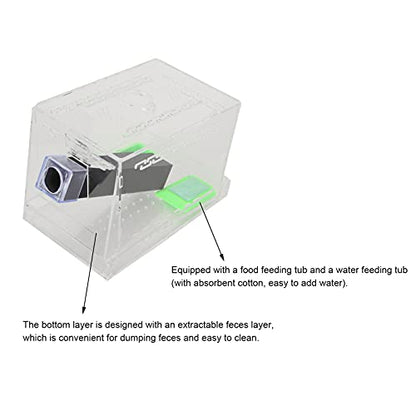 Acrylic Cricket Feed Box with Observation Window for Reptile Terrarium Insect Care Kit, Non-Toxic Material for Easy Cleaning, Tank Box for - size: S