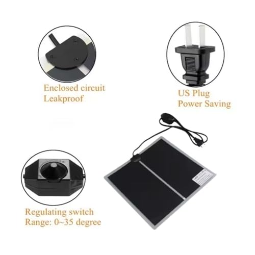 Reptile Pet Heat Mats, 7/14/20W 110V Adjustable Temperature, Rapid Heating Pad for Home Office Insect Box Under Tank Terrarium Turtle Tortoise Snakes Lizard (Black-7W-US Plug-110V(15X28CM)-1Pcs) - color: Black-7W-US Plug-110V(15X28CM)-1Pcs