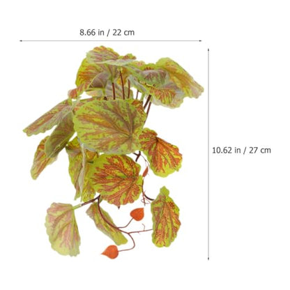Beavorty Artificial Hanging Reptile Plant for Terrarium Habitat Decor with Suction Cup, 23 Green Begonia Leaves, Lifelike Fake Plants for Reptile Tanks and Amphibian Enclosures