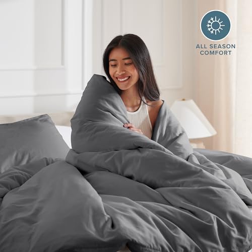 Bare Home Bedding Duvet Cover Extra Long Size - Premium 1800 Super Soft Collection - Lightweight, Cooling Duvet Cover - Soft Breathable Bedding (Twin/Twin XL, Grey) - color: 04 - Grey (No Comforter), size: Twin/Twin XL