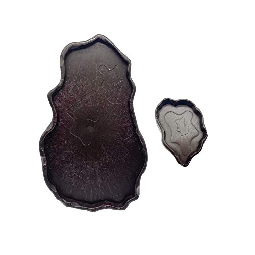 Tfwadmx Reptile Food and Water Bowl Set Luminous Bearded Dragon Dishes Tortoise Feeder Lizard Habitat Large and Small Amphibian Feeding Plates Terrarium DéCor for Turtle Gecko Snake Tegu Iguana 2 Pcs - color: Dark Brown