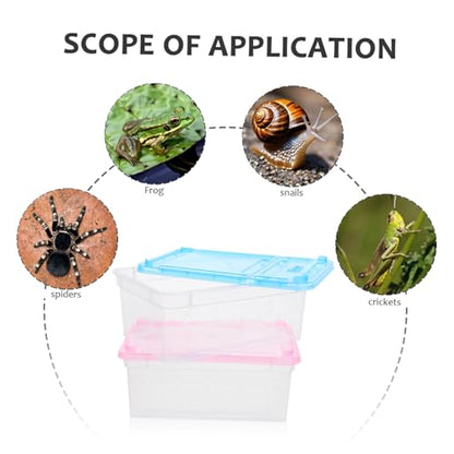 Mikikit 2pcs Breathable Reptile Feeding Box Portable Habitat Ventilation Design for Pet Observation and Temporary Transport for Pet Feeding and Hatching