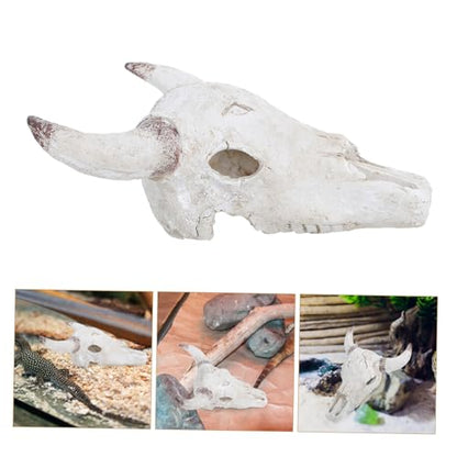Turtle Habitat Decor Resin Bull Skull Snake Tank Accessories Hideout Cave Fish Aquarium