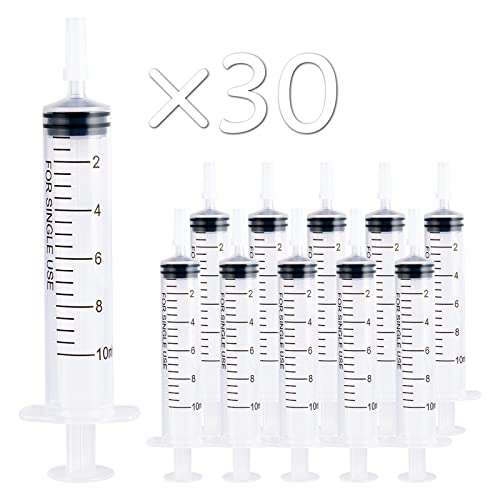 JOLLY PARTY 10ml Plastic Syringes, Small Syringe with Tip Cap, 30 Pack Oral Syringe for Scientific Labs, Feeding Pets, Measurement, Refilling, Mini 10ml Measuring Tools for Liquid, Needleless - style: 10ml
