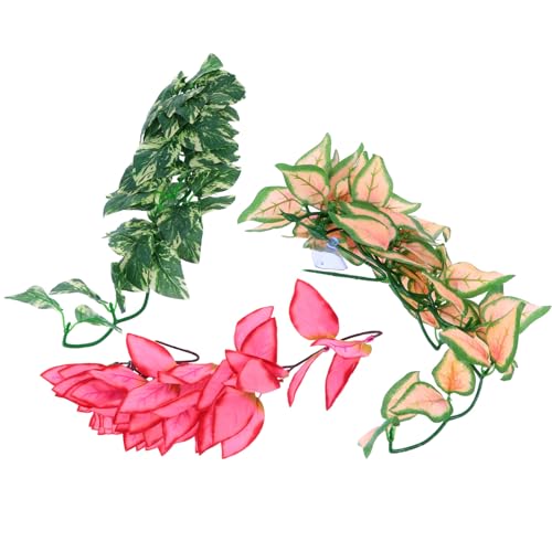 Cabilock Artificial Hanging Vines for Reptile Habitat, Bendable Plastic Jungle Vines 30cm, Fake Climbing Plants for Lizard Terrarium, Snake and Chameleon Pet Box Decor, 3pcs Set