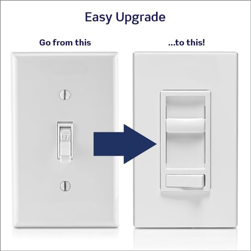 Leviton SureSlide Dimmer Switch for Dimmable LED, Halogen and Incandescent Bulbs, 6674-P0W, White - color: White, size: 1 pack