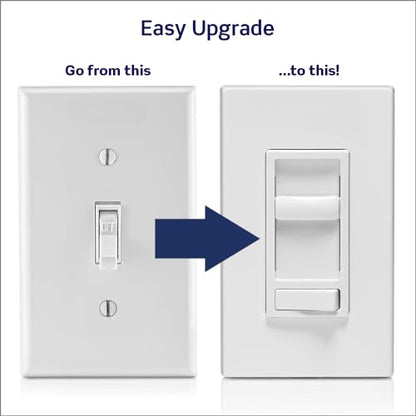 Leviton SureSlide Dimmer Switch for Dimmable LED, Halogen and Incandescent Bulbs, 6674-P0W, White - color: White, size: 1 pack