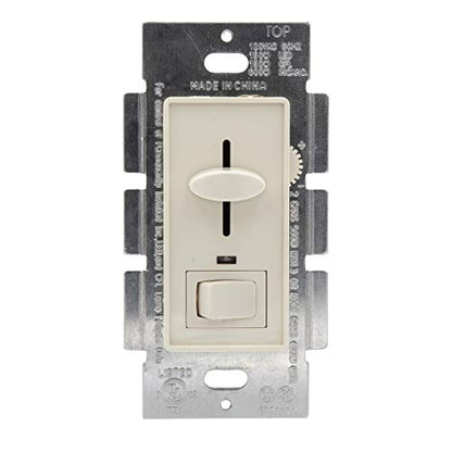 Maxxima Dimmer Light Switch, Almond, Blue Indicator Light 3-Way/Single Pole | LED Compatible, 600 Watt Max, Wall Plate Included, Dimmable Lamp and Lighting Control - color: Almond, size: Single Pack