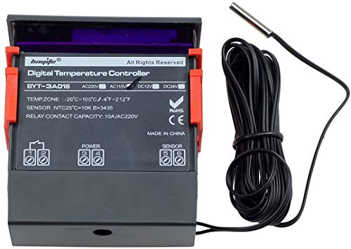 AC 110V Fahrenheit Digital Temperature Controller 10A 1 Relay with NTC 10K Sensor Probe