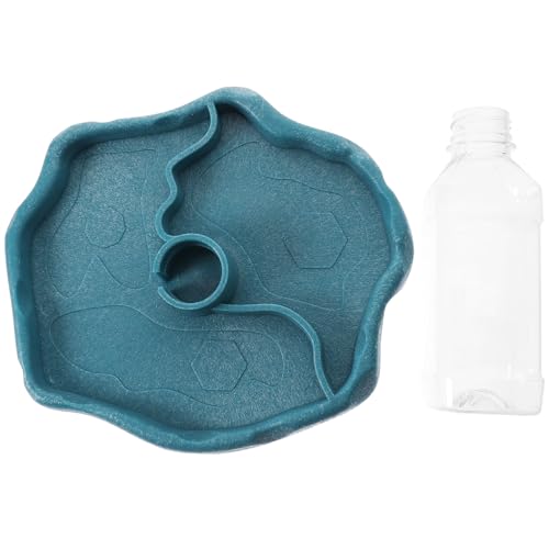 Beavorty Automatic Reptile Waterer and Feed Dish for Tortoise and Lizard, Lake Blue Pet Food Bowl with Water Reservoir for Terrarium Use