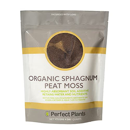 Organic Sphagnum Peat Moss by Perfect Plants - 4 Dry Quarts Absorbs Essential Nutrients When Added to Soil and Enriches Plant Roots - Indoor and Outdoor Use - size: 4qts.