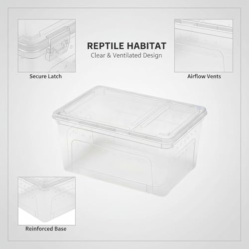 2 Pcs Reptile Breeding Box, Small Portable Reptile Terrarium, Clear Plastic Feeding and Hatching Container, 7.5 x 4.9 x 3 in Space-Saving Habitat for Small Pets