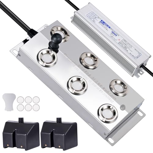 Mist Maker 6 Head Ultrasonic Fogger Pond Fogger Mister Atomizer Ultrasonic Humidifier for Greenhouse, Halloween Decor, with Float, Waterproof Power Supply and Ceramic Discs (6 Heads) - style: 6 heads