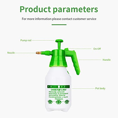 Garden Pump Sprayer,68oz/34oz Hand-held Pressure Sprayer Bottle for Lawn with Safety Value&Adjustable Nozzle, for Watering,Spraying Weeds,Home Cleaning and Car Washing,0.5 Gallon - size: 68oz