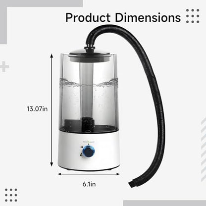 Reptile Fogger 4 L, 135 fl oz, Humidifier Mister for Chameleon Lizard Tortoise, Top Fill Fog Machine with Stretchable Tube, Adjustable Mist Output, Black and White