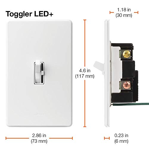 Lutron Ariadni/Toggler LED+ Dimmer Light Switch for Dimmable LED, Halogen and Incandescent Dimmer Switch, 150W, Single-Pole/3-Way, AYCL-153P-WH, White - color: White, size: 1 Pack