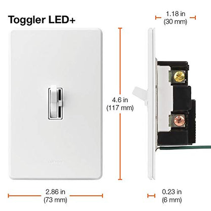 Lutron Ariadni/Toggler LED+ Dimmer Light Switch for Dimmable LED, Halogen and Incandescent Dimmer Switch, 150W, Single-Pole/3-Way, AYCL-153P-WH, White - color: White, size: 1 Pack