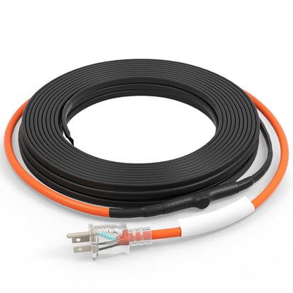 VEVOR Self-Regulating Pipe Heating Cable, 40FT 5W/FT Heat Tape for Pipes Freeze Protection, Water Pipe Heat Cable with Built-in Thermostat Protects PVC Hose, Metal and Plastic Pipe from Freezing - size: 40FT