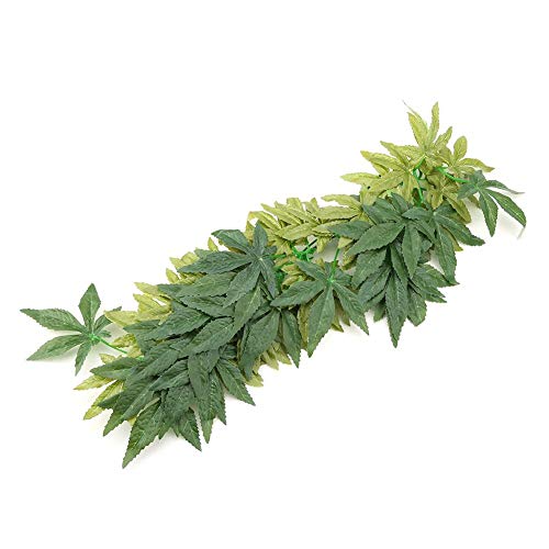 Yosooo Artificial Plants Fake Leaves Plastic Green Grass with Sucker for Aquarium Fish Tank Reptile Terrarium Habitat Box Cage Terrarium Ornaments Outside Home Garden Eco-Friendly Decor(50cm/19.69in) - size: 50cm/19.69in