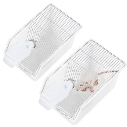 LemonRoad 2 Pack Lab Mouse Breeding Cage 11.8"x7"x5.8" with 250ml Water Drinking Bottle Laboratory Rat Rodent Breeding & Weaning Cage for Small Lab Animals - size: 11.8"x7"x5.8", style: Classic