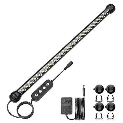 SEAOURA Led Aquarium Light with Timer, Submersible Aquarium Plant Light, Fish Tank Light with Auto On/Off, 3 Lighting Modes, Adjustable Brightness (15 inch for 16-27inch Planted Tank), 9W - size: 15 inch for 16-27inch tank