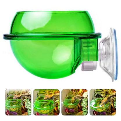 4pcs Reptile Feeder Bowls with Suction Cups, Wall-Mounted Lizard and Gecko Feeding Dish Set, Anti-Escape Terrarium Water and Food Basin for Chameleons and Small Reptiles